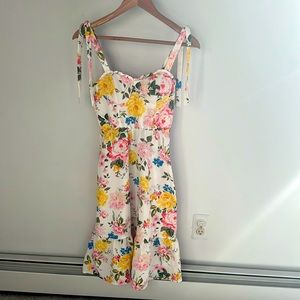 Lily Rose Dress, size small, white, floral pink, blue, yellow